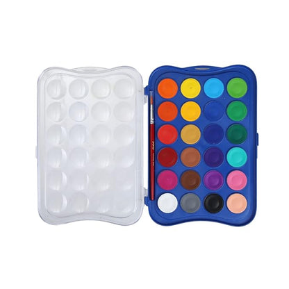 Doms 24 Shades 30mm Water Colour Cakes | Easy to Use Palette Lid | Organic Rich Colour Pigments | Free Brush Inside | Non-Toxic & Safe for Kids | Pack of 1