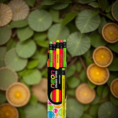 Personalized Doms Neon Rubber Tipped HB/2 Graphite Pencils Box Pack  | Pack Of 10 Pencils