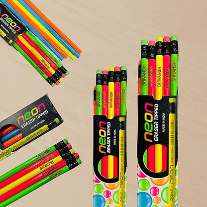Personalized Doms Neon Rubber Tipped HB/2 Graphite Pencils Box Pack  | Pack Of 10 Pencils