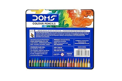 DOMS 24 Shades Super Soft Color Pencils Flat Tin Box |Smooth Color  Different Art Strokes |Non-Toxic&Safe For Childrens | Pack Of 1 | Multicolor