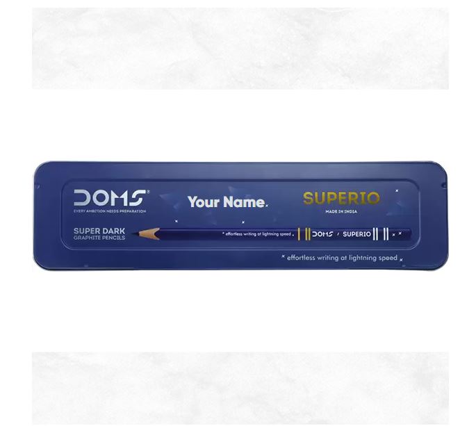 PERSONALIZED DOMS Superio Super Dark With Tin Box Pencil  (Set of 10, Blue)